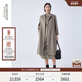 EXCEPTION例外女装 秋冬款 江柏羊绒两侧斜省道设计毛呢外套大衣女
