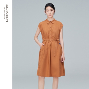 EXCEPTION例外女装春秋款纯棉收腰显瘦气质衬衫连衣裙长款