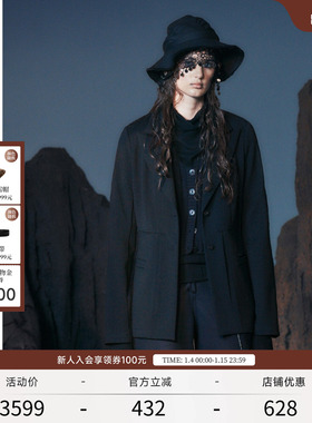 【zt zhuangtai狀態】EXCEPTION例外西装外套黑色戗驳领羊毛西服