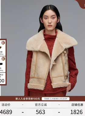 EXCEPTION例外女装春秋款简约时尚气质两面穿复古羊皮革外套马甲