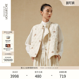 匹绣短款 棉服中式 立领保暖马甲女 春季 EXCEPTION例外女装