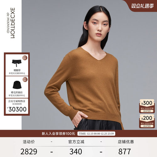 例外秋冬新款简约风通勤纯羊绒衫