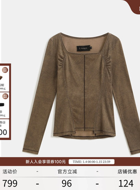 【zt zhuangtai狀態】EXCEPTION例外长袖方领气质复古美拉德上衣