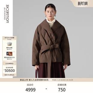 优雅青果V领腰带设计羽绒服外套女 新品 EXCEPTION例外女装 2025冬季