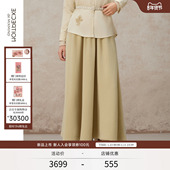 新品 EXCEPTION例外女装 2025冬季 绵羊毛混纺A摆褶皱弹力半身裙子女