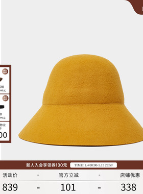 EXCEPTION例外女装春秋款撞色绵羊毛混纺帽子圆顶毛毡帽宽檐礼帽