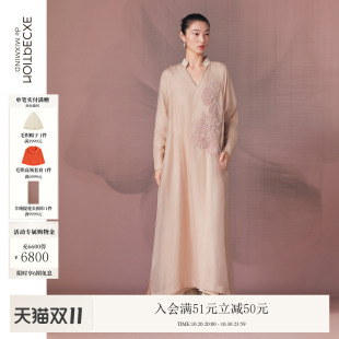 新中式蓬茸·织境丨EXCEPTION例外桑蚕丝裁片绒线绣花小女连衣裙