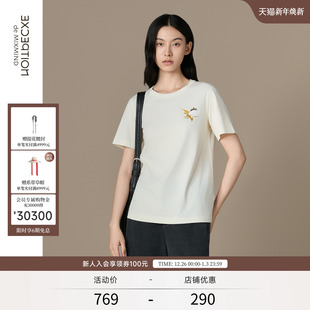 刺绣花时尚 EXCEPTION例外女装 短袖 夏季 百搭通勤休闲棉T恤 2025新品