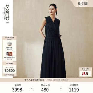 EXCEPTION例外原创设计系带收腰礼服裙A字裙气质连身裙无袖 连衣裙