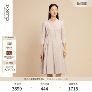 EXCEPTION例外女装 连衣裙提花图案打褶设计风衣外套 秋冬季