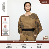EXCEPTION例外秋装 显瘦印花上衣 宽松大气蝙蝠袖 衬衫 绵羊毛新中式