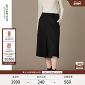 型口袋设计经典 EXCEPTION例外女装 亚麻混纺打褶版 通勤OL半身裙子