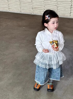 童装女童蕾丝花边屁帘半身裙春季2025新款洋气宝宝甜美白色蓬蓬裙