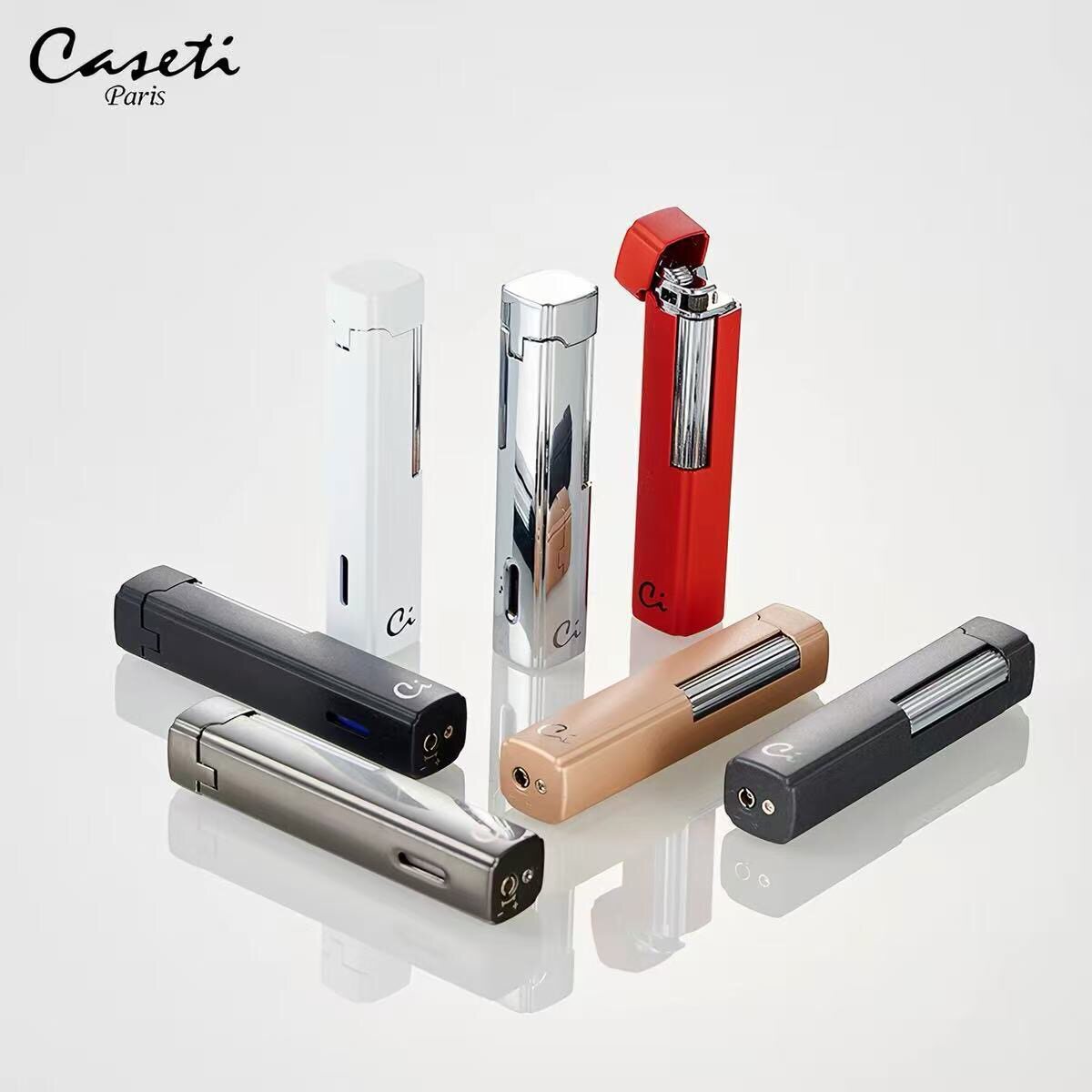 caseti卡沙帝充气打火机经典砂轮明火便携小巧高端个性送礼包邮