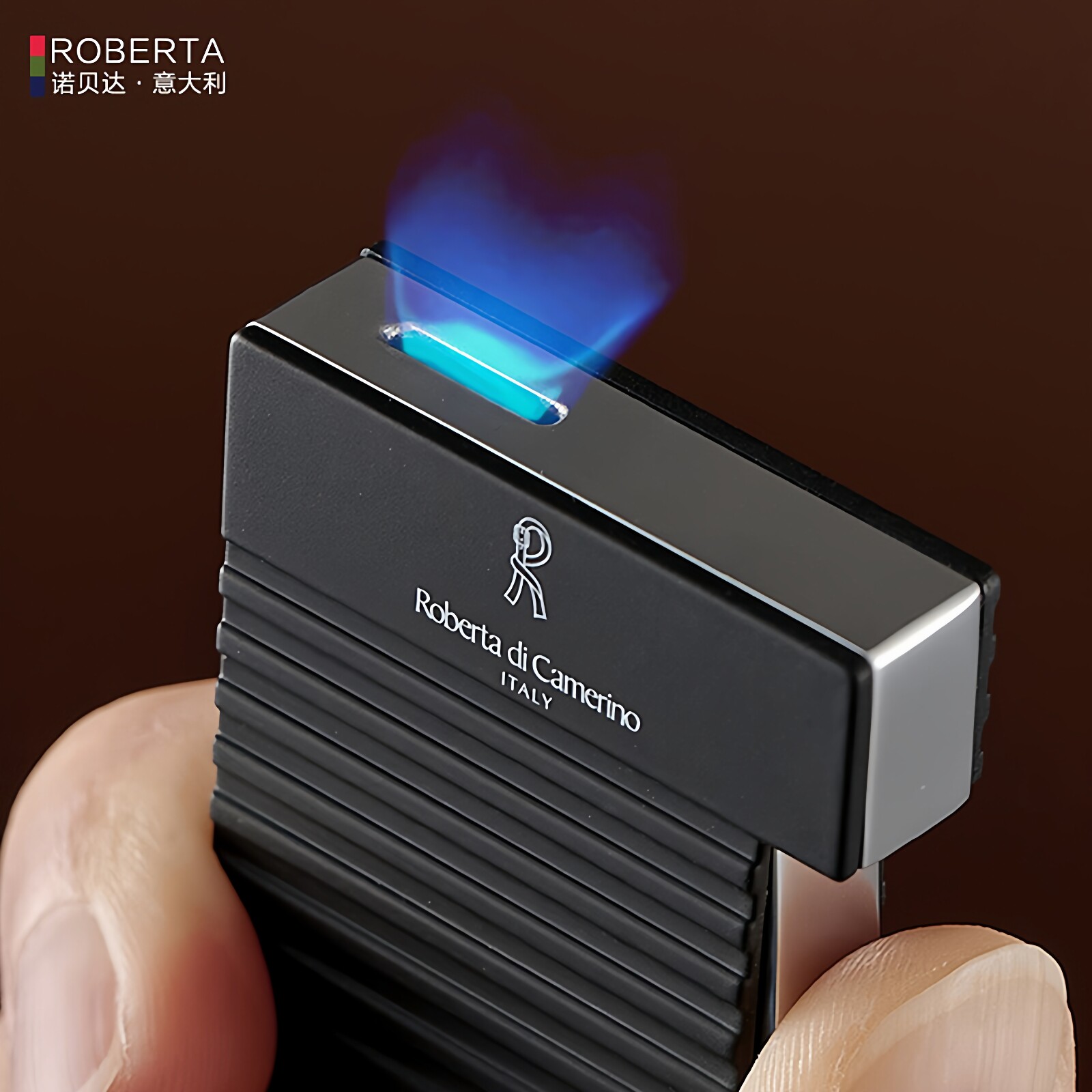 roberta诺贝达充气打火机正品防风直冲扇形超薄创意高端个性礼物