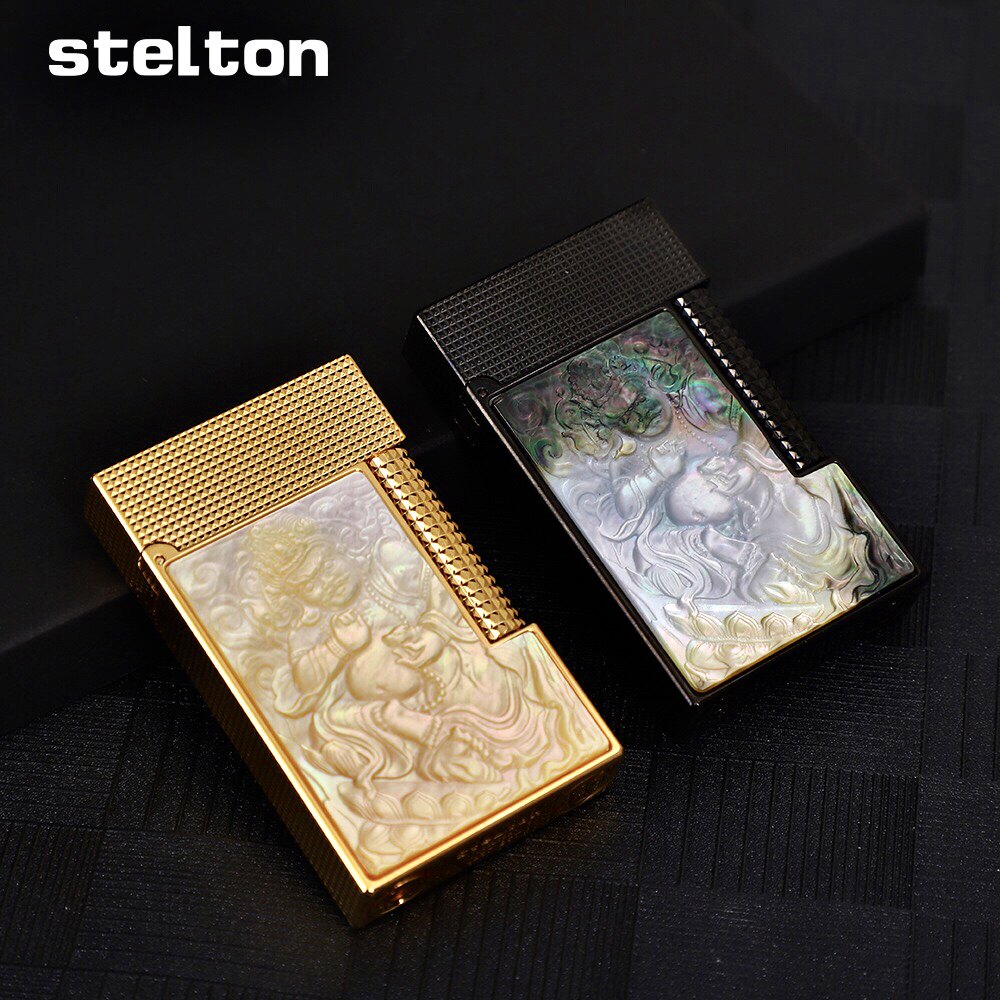 stelton斯特腾朗声打火机充气纯铜雕刻黄财神侧滑轮高端定制包邮