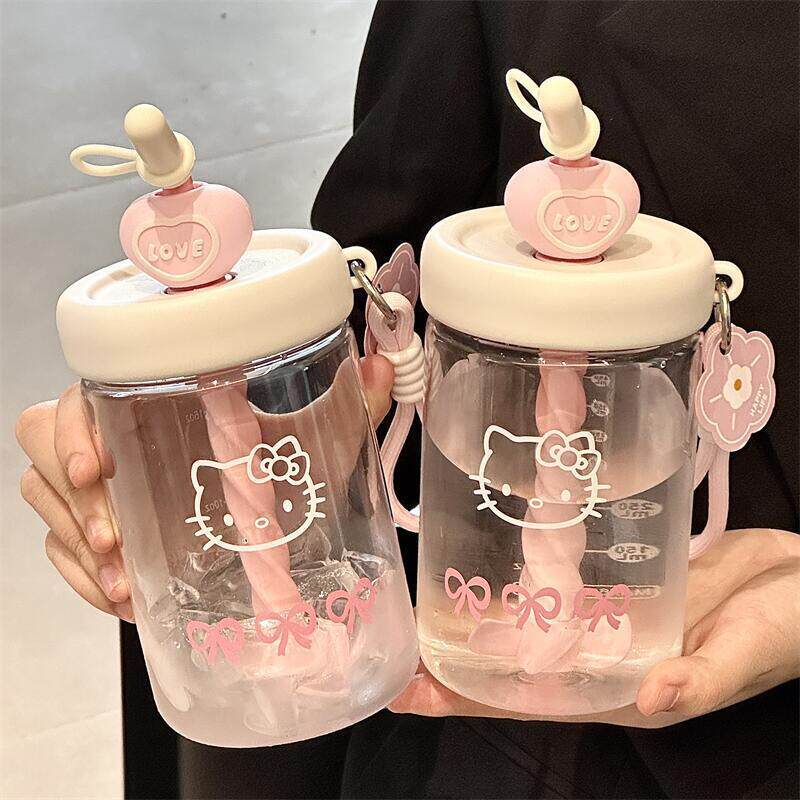 凯蒂猫大容量便携防漏吸管杯