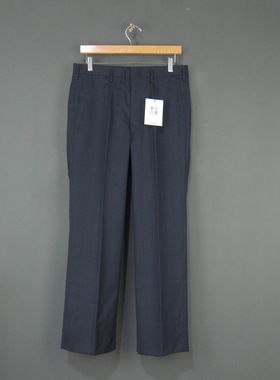 日本产特价 修身喇叭蓝色纯羊毛九分裤 绅士单褶商务男装西裤 W78