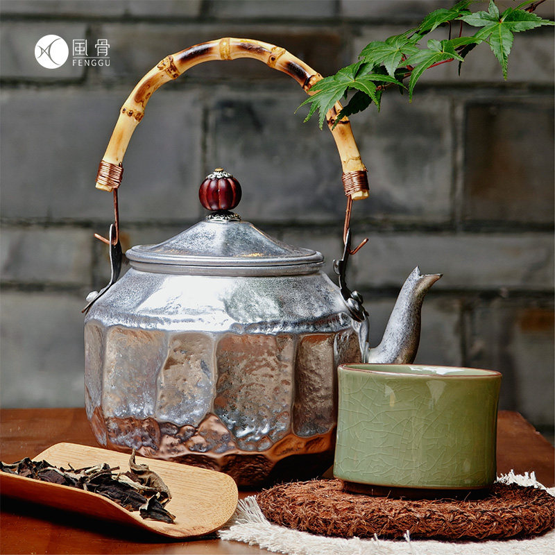 复古手工锻打铝壶带茶漏茶壶