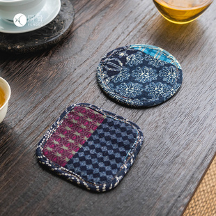 【风骨源头】布艺棕榈拼接杯垫 壶垫 双面可用 量大支持定制