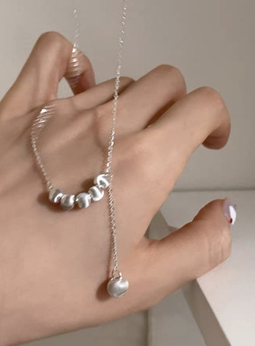 925银超闪猫眼小圆球锁骨链女