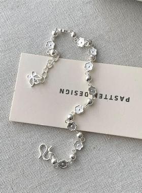 未晚女纯银冷淡风桃花蝴蝶手链