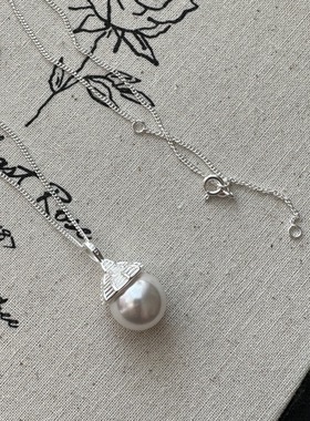 未晚珍珠925纯银女铃铛珍珠项链