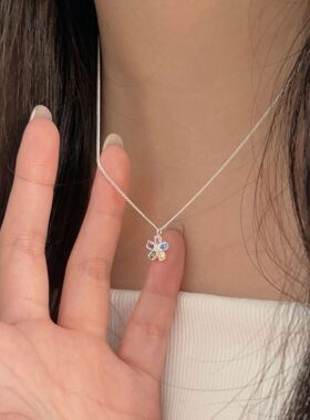 S925银锆石花朵锁骨链轻奢百搭