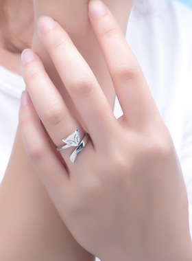 开口指环三生三世纯银灵狐尾戒