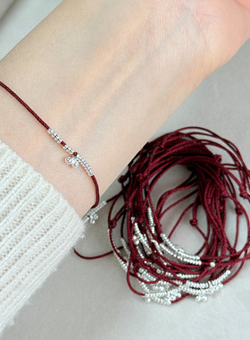 S925纯银樱桃转运红绳手链女款