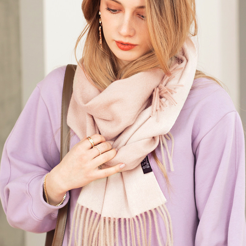 AI家意式高奢进阶纯山羊绒围巾 年轻双面水波纹披肩男女生情侣