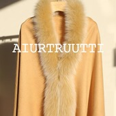 AiurtRuutti意式 鼎奢贵妇山羊绒狐狸毛皮草披肩 限量奢华斗篷贵气