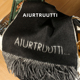 老钱风经典 AiurtRuutti意式 纯羊绒双面标志提花围巾 黑灰高定披肩