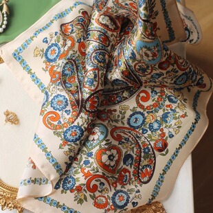 Aiur 意式 复古桑蚕真丝围巾 防晒丝巾女外搭小方巾 第二条五折