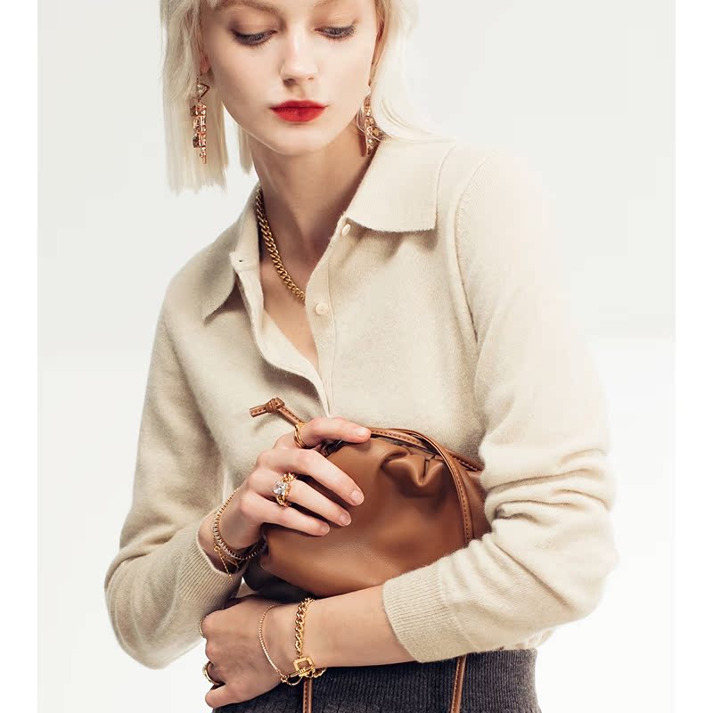 AI家意式定高智风polo纯羊绒衫