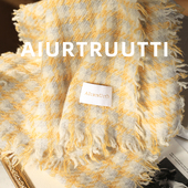AiurtRuutti意式 老钱富家大小姐 温莎千鸟格纯山羊绒围巾奢华披肩