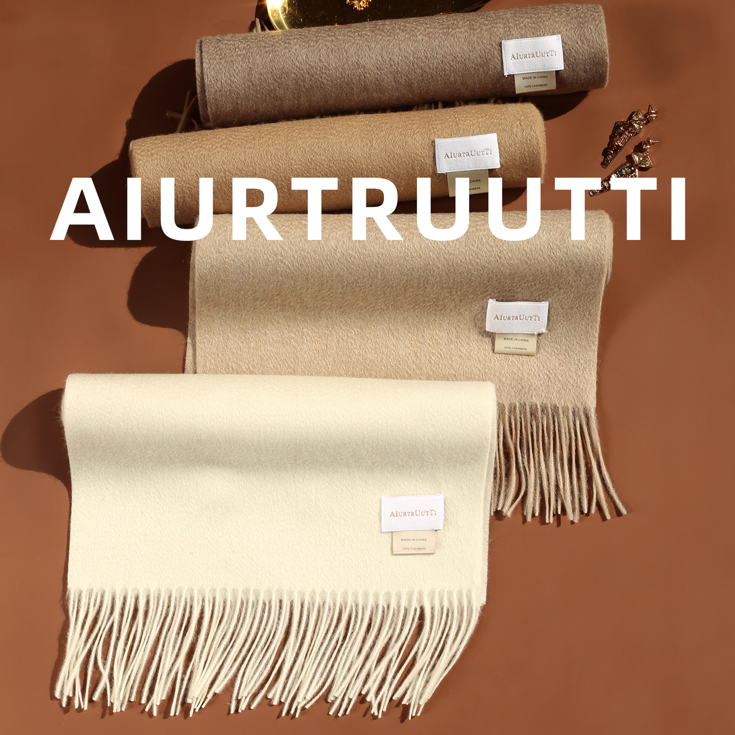 意式旗舰纯羊绒水纹男女窄幅围巾