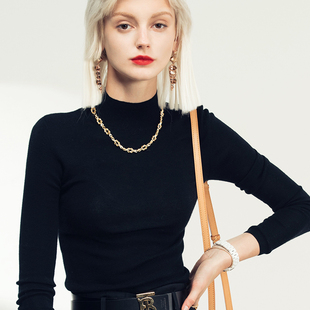 纯山羊绒打底衫 冬季 时髦半高领 瘦 针织套头 单穿修身 AI终及醉奢