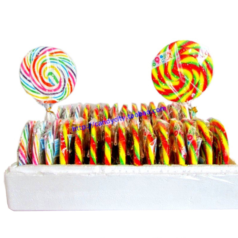 30支喜糖 85g五彩波板手工棒棒糖 彩虹功夫糖9.5cm圣诞节糖果礼物