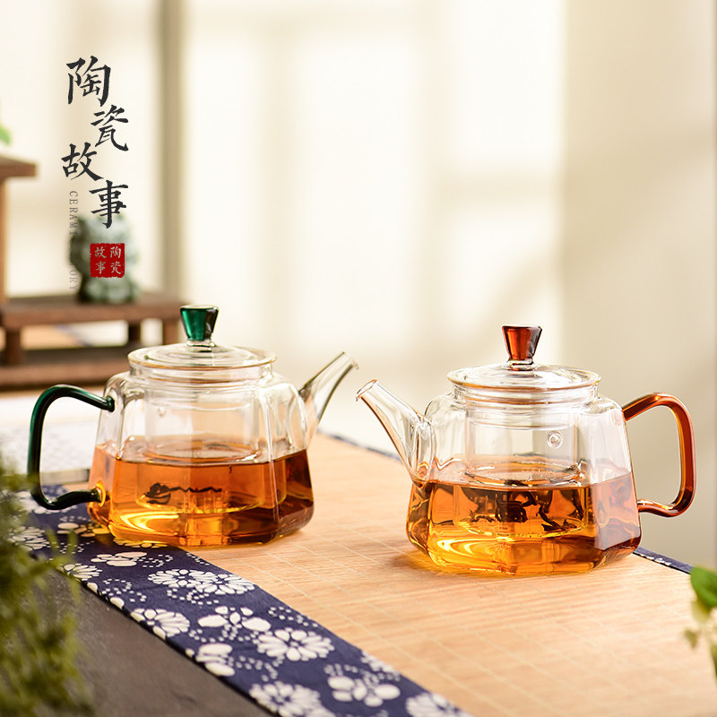 陶瓷故事玻璃茶壶茶水分离泡茶壶茶具加厚耐高温煮茶壶大容量