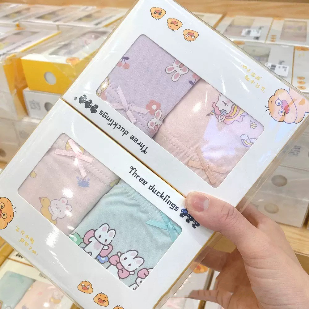 三只小鸭女童全棉内裤儿童平角短裤95%棉中童宝宝抑菌男宝内裤2条