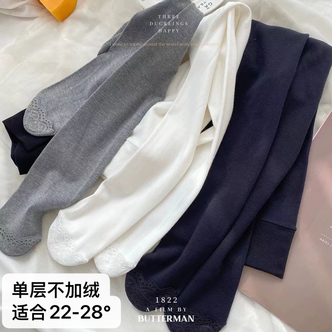 三只小鸭1822春秋款儿童连裤袜女童高弹力脚尖花边耐磨舞蹈裤袜