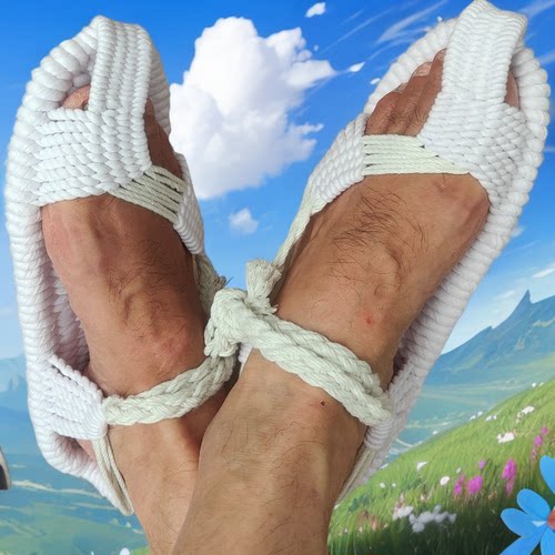 乡脚丫宽鼻凉鞋手工编织布草鞋