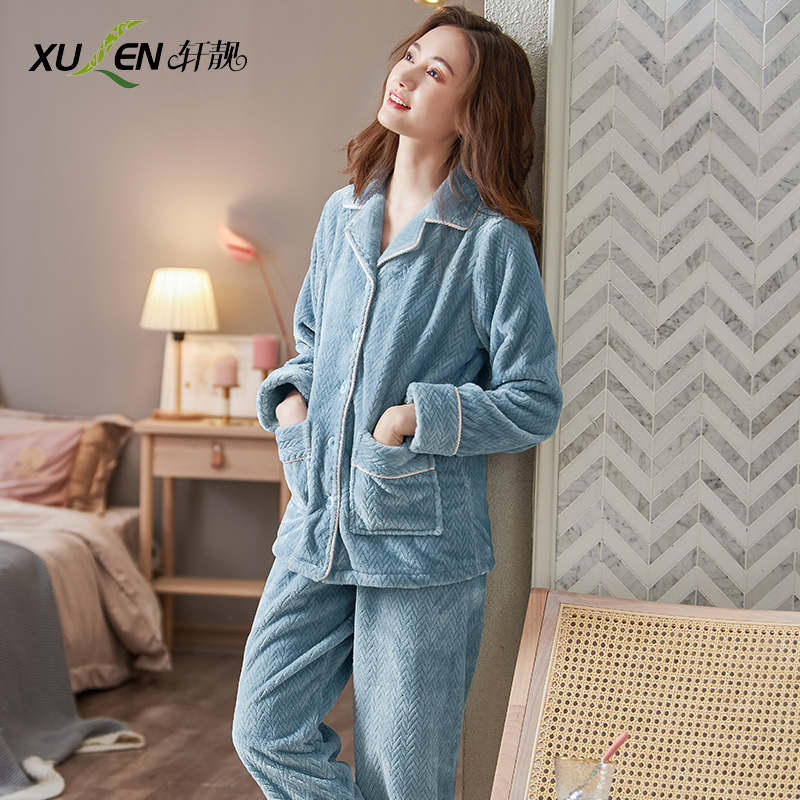 韩版珊瑚绒保暖法兰家居服