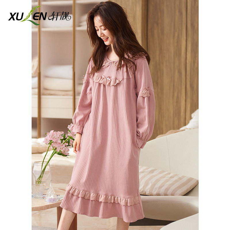 睡裙女士春秋季纯棉长袖2022年新款睡衣春秋款高级感公主风家居服