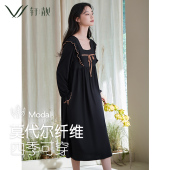 睡衣休闲可外穿家居服大码 长袖 连衣裙 薄款 轩靓莫代尔睡裙女春秋季