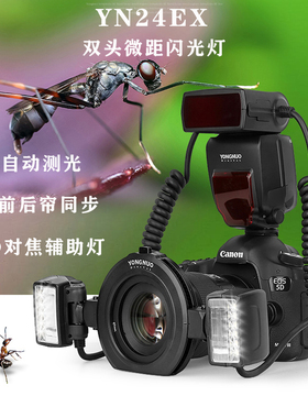 永诺YN24EX双头微距闪光灯适用佳能单反索尼微单相机口腔牙齿昆虫