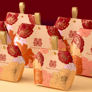 结婚专用喜糖盒高级感糖盒中式婚礼伴手礼盒订婚糖果盒子空盒纸盒