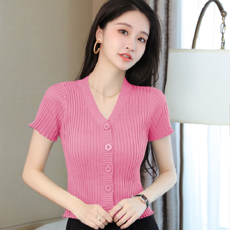 夏季新款冰丝女士短袖修身小外套图片