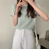圆领正肩显瘦ins风体恤衫 洋气设计感褶皱T恤上衣女短袖 2026年夏季